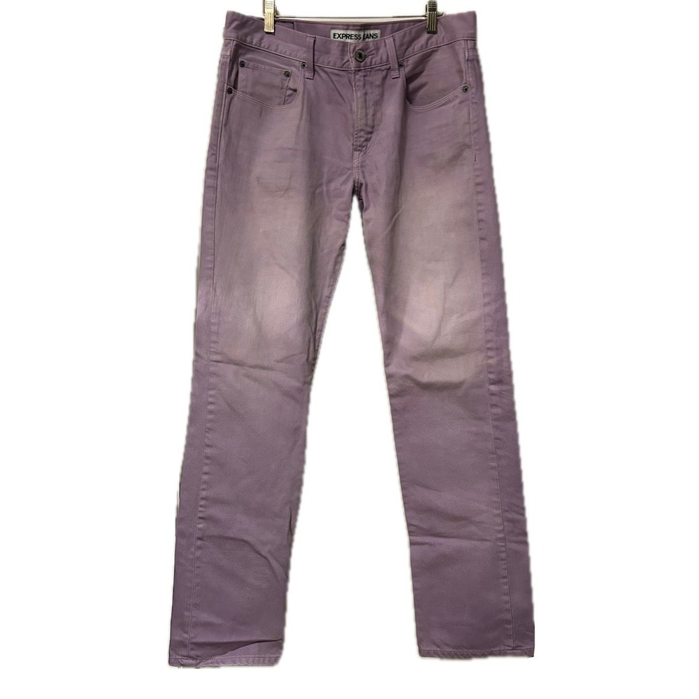 Express Jeans Rocco Slim Fit Skinny Leg Light Purple Cotton. Men's Size 32x34